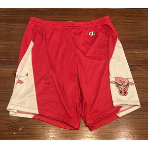Vintage Champion Chicago Bulls Red NBA Shorts Mesh Sz 32-34